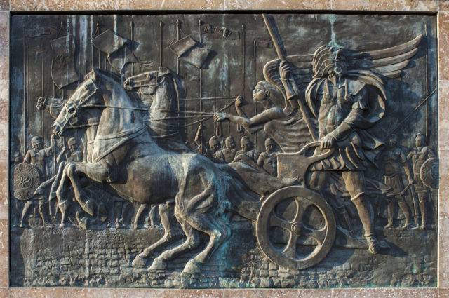 Aleksander III Macedoński jadący rydwanem
